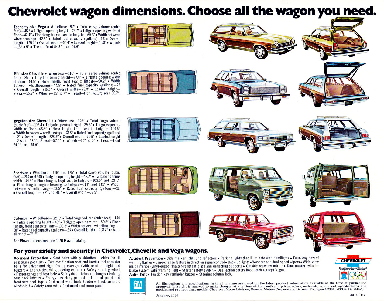 1976 Chevrolet Wagons Brochure Page 7